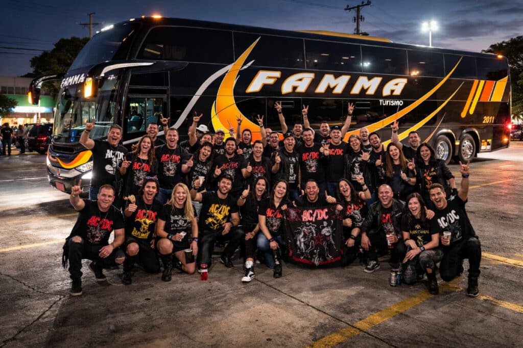 Excursão para show em São Paulo da banda de rock ACDC